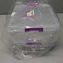 2 Layer Plastic Storage Containers with Lids, Multipurpose Clear Stack & Carry Box, Portable Craft Organizers and Storage Bin for Organizing Art & Craft, Sewing, Makeup, Nail Supplies (Purple)