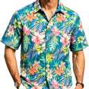 SNZ Mens Short Sleeve Hawaiian Shirt Summer Lightweight Beach Shirts (S)