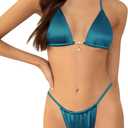 MIKITAI Sexy Bikini Sets for Women 2 Piece Halter String Spaghetti Strap Swimsuits Triangle Bathing Suits (Blue, S)