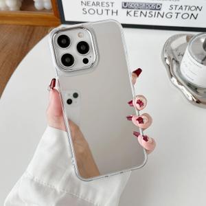 ZTOFERA Mirror Case for iPhone 15 Pro, Mirror for Girls Women Makeup, Cute Glossy Hard Back+Clear Soft TPU Bumper Slim Fit Anti-Drop Shockproof Protective Case for iPhone 15 Pro