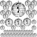 46 PCS Disco Mirror Ball Reflective Mini Glass Hanging Decorations Assorted Silver 6 Inches Large Disco Ball for Wedding Dance Music Ballroom Hall Props Club Stage Backdrop Props (6 Inch)