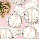 Wildflower Fall Party Tableware Decorations, 96PCS Flower Birthday Party Plates Napkins and Forks Supplies, Autumn Disposable Floral Baby Shower Bridal Shower Wedding Decor 24 Guests