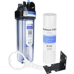 Sediment Water Filtration System with Clear 2.5X 10" Housing 3/4 "Ports, Removes Dirt, Sand, Silt and Rust