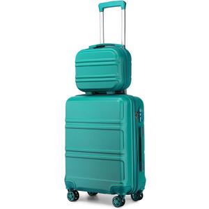 Kono Carry On Luggage Set Lightweight Airline Approved Carry On Suitcase with TSA Lock Spinner Wheels Durable Luggage Hardside Turquoise (2-Piece Set (12"/20"))
