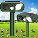 2026 Upgraded Solar Ultrasonic Animal Repellent Outdoor Deer Repellent Devices IP65 Waterproof Repeller with Motion Detection Coyote Light for Cat Rabbit Racoon Squirrel Dog Skunk Rodent,2 Pack