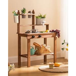 ROBUD Mud Kitchen for Kids Outdoor, Wooden Outdoor Play Kitchen, Kids Mud Kitchen with Removable Sink & Faucet, Monteeori Toys for Children Ages 3+ Years, WG404