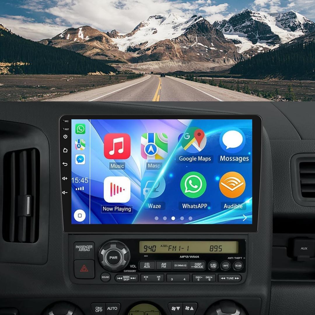 4G+64G Android 13 Double Din Car Stereo for Honda Ridgeline 2006-2014 with Wireless CarPlay Android Auto, 10.1" Touchscreen Car Radio Receiver Supports GPS Navi WiFi Bluetooth SWC BT FM Backup Camera