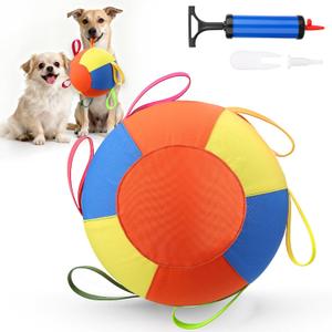 AIERSA Herding Ball for Dogs,Tug of War Dog Toy with Handles for Outdoor Play,Dog Soccer Ball Toy&Indestructible Training Toy Balls for Australian Shepherd,Interactive Toy Balls for Small&Medium Dogs (Orange + Yellow + Blue)
