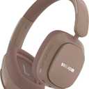 Remix Bluetooth Over-Ear Headphones,130 Hour Playtime ANC Noise Cancelling,Foldable Lightweight Wireless Headphones with Microphone for Travel Sports Calls-(Coffee) (Pink Brown)