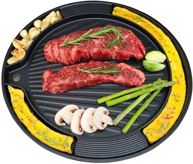 UPIT Korean BBQ Egg Grill Pan, Even Heating and Easy to Clean, Perfect for Pork Belly (13.5" Round Multi Pan)