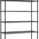 FDW 48"L18"W82"H Wire Shelving Unit Storage Cart Metal Shelf Rolling Utility Cart 2100Lbs Capacity with 6 Tier Casters Adjustable Layer Rack Strong Steel for Restaurant Garage Pantry Kitchen,Black