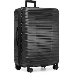 U.S. Traveler Boren Polycarbonate Hardside Rugged Travel Suitcase Luggage with 8 Spinner Wheels, Aluminum Handle, Black, Checked-Large 30-Inch