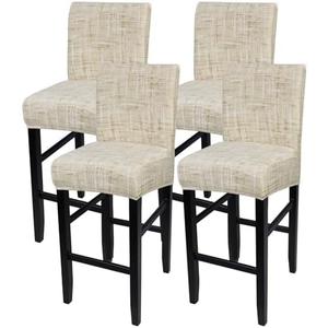 SearchI Bar Stool Covers Set of 6, Stretch Washable Barstool Seat Covers, Counter Height Chair Covers for Kitchen Dining Room Cafe (Beige White Stripe)