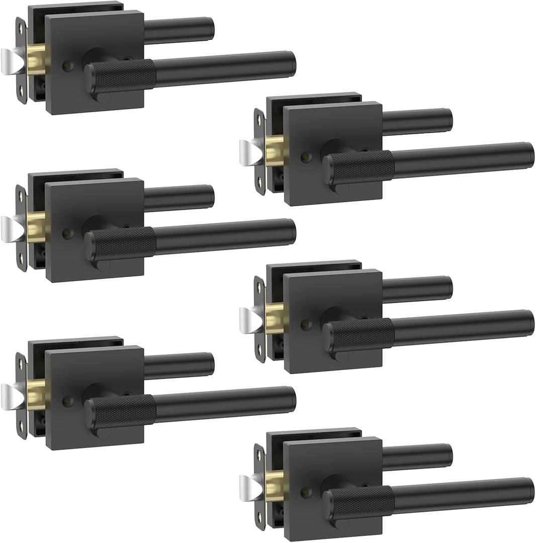 Asidrama 6 Pack Privacy Matte Black Door Handles, Door Lever with Door Knobs Indoor for Bedroom or Bathroom, Matte Black Door Handles Interior with Locks for Left Right Sided Doors Asidrama 6 Pack Privacy Matte Black Door Handles, Door Lever with Door Knobs Indoor for Bedroom or Bathroom, Matte Black Door Handles Interior with Locks for Left Right Sided Doors