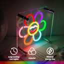 Goneons Flower Neon Sign Dimmable Multicolor Flowers Neon Lightbox for Desk, Double-Layer Smiling Face Flower LED Light up Signs for Table Bedroom Living Room Office Party Bar Restaurant Wall Decor