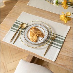 Placemats Set of 6 for Dining Table, Woven Cloth Place Mats for Kitchen Tabletop Dcor, Handcrafted Machine Washable Cotton Table mats 13 x 19 Inch, Green and Beige Placemats Set of 6 for Dining Table, Woven Cloth Place Mats for Kitchen Tabletop Dcor, Handcrafted Machine Washable Cotton Table mats 13 x 19 Inch, Green and Beige