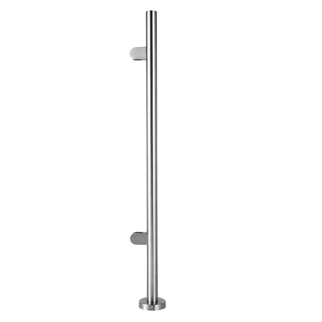 Glass Railing Post, Silvery 304 Stainless Steel Clamp Post Balustrade Railing, Mid Post Railing Fence Pole Handrail Garden Fencing (Mid Post, 43.3" H)