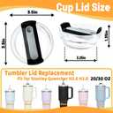 Fabenyok 20 OZ 30 OZ Tumbler Lid Replacement Fit for Stanley Cup, 2 Pack Replacement Lids Fit for Stanley Tumbler H2.0, Spill Proof Tumbler Lid for Stanley Cup Accessories (Opaque - Pink)