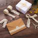 Tatuo 40 Yards Cotton Lace Trim Vintage Ribbon Crochet Cotton Lace Scalloped Edge for Bridal Wedding Decoration Christmas Package DIY Sewing Craft Supply, 5 Yards Each, 8 Styles(Beige)