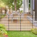 FOREHOGAR Metal Garden Fence 48in (H) x 20.3ft (L), 8 Panels + 9 Stakes Dog Fence Border Fence Animal Barrier, No Dig Garden Fencing for Yard Flower Bed Lawn Patio Outdoor, CTW4808 Black