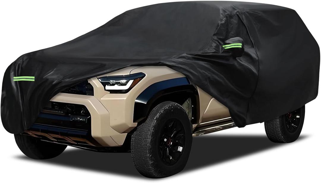 Car Cover Custom Fit for Toyota 4runner 2002-2026, Migaven Waterproof Full Exterior Cover Sun Rain Protection with Door Zipper and Cotton Lining, Black