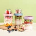 Wells 6 Pack Overnight Oats Containers with Lids, 16 OZ Dual Layer Yogurt Containers with Dry and Wet Separation, Airtight Leak Proof Oatmeal Jar for Chia Pudding, Breakfast, Cereal
