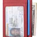 Buffway Slim Minimalist Front Pocket RFID Blocking Leather Wallets for Men and Women - Cross Red