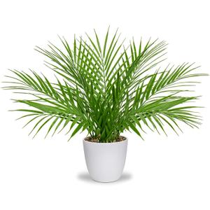 Briful Fake Plant 15 Artificial Palm Plant in White Pot Real Touch Faux Tropical Palm Tree Houseplant for Home Indoor Living Room Tabletop Balcony Decorations