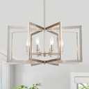 8-Light Brushed Nickel Chandelier 26 Inch Large Dining Room Light Fixture Geometric Metal Modern Pendant Hanging Ceiling Lamp for Kitchen Island Living Room Entryway