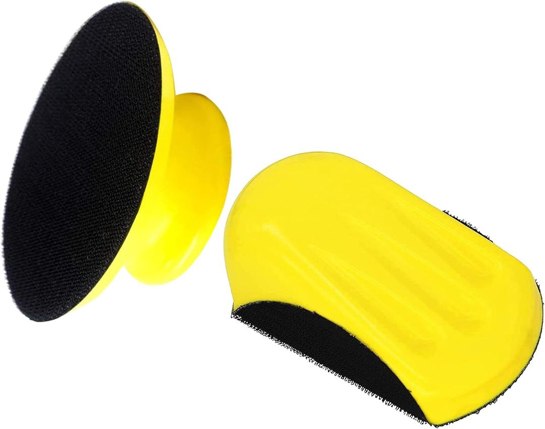 VIBRATITE 5 Inch Hook and Loop Round & Mouse Hand Sanding Block, Ideal for Woodworking, Furniture Restoration, Home and Automotive Body,Sanding Pad Hook Backing Plate for Sanders or Polishers,2PCS