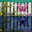 Solar Garden Light, Metal Butterfly Wall Art, 19" Large Hanging Decor for Garden Patio Fences Porch Yard Art Outdoor Wall Decor, Valentine Decorative Lighting, Housewarming Wedding Birthday Gift