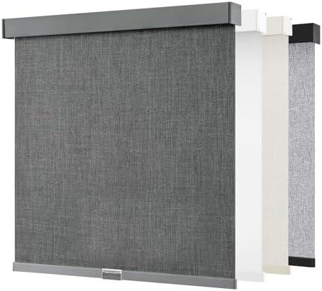 AOSKY Cordless Blackout Roller Shades, 34.5" W x 72" H, Linen Grey | Cordless Free-Stop Design, Built-in Valance, Thermal Insulated Fabric, UV Protection for Home & Office