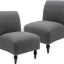 Iauddy Armless Accent Slipper Chair Cover Slipcover,Stretch Spandex Removable Non-Slip Silp Cover for Accent Chair Without arms Furniture Protector for Living Dining Room(Dark Gray, 2)