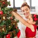 2 x 24 Pcs Camel Brown Small Velvet Bows Ornaments for Christmas Tree, Vintage Cute Velvet Bows Home Decor for Tree Mantle Wreath Gift Wrapping Crafts, 0.98 W/3.14 * 3.14 inch (Square)