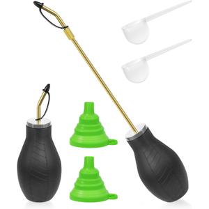 2 Pack Diatomaceous Earth Powder Duster, Garden Powder Dispenser Diatomaceous Earth Applicator, Bulb Duster Sprayer for Home Powder with 9.8 in Extension Nozzle & Retractable Funnel & Measuring Spoon