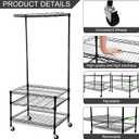 Wonderjune 1 Pcs Portable Mini Fridge Organizer Shelf with Wheels & 8 S Hooks, Mini Fridge Storage Stand, Microwave Stand for Dorm Room, Apartment & Kitchen, Compact Shelving for Small Space(Black), 23.6 x 17.7 x 52 inches