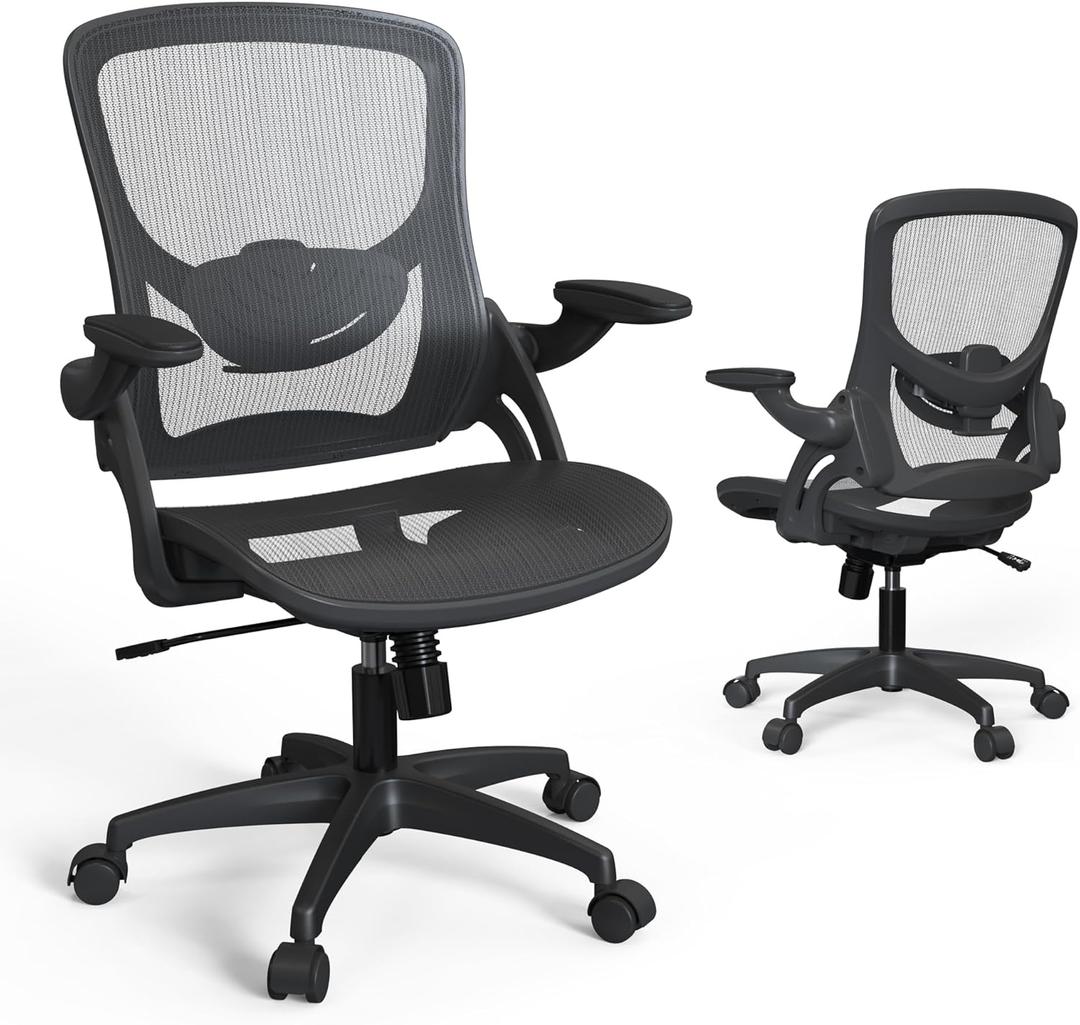 Modern Ergonomic Mesh Home Office Computer Desk Chair with Wheels and Height Adjustable Lumbar Support for Adult Student