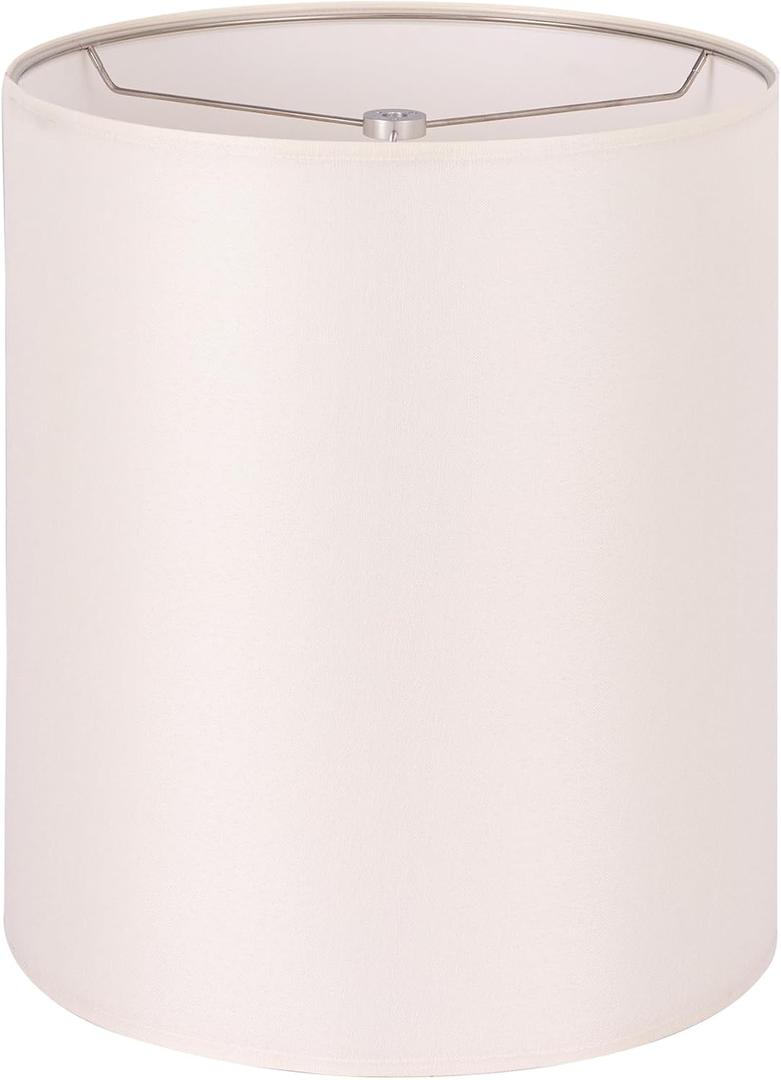 Wellmet Self-assembly Lampshade, CreamWhite, 14" Top x14" Bottom x17" High, Drum Lampshade for Table Lamp, Bedside Lamp, Floor Lamp, Fabric Replacement Lamp Shade Classic Modern Style, Spider Fitter