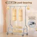 EAGMAK Heavy Duty Clothes Rack Load 556 LBS, Rolling Clothing Rack With Shelves, Height Adjustable Metal Clothes Hanger with Wheels Portable Wardrobe Organizer Garment Rod for Hanging Clothes (Silver)