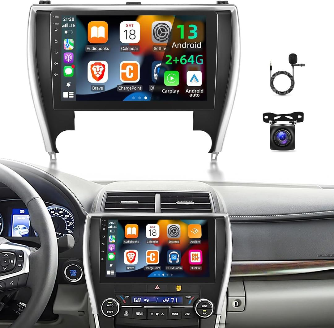[2G+64G] Car Radio for Toyota Camry 2015 2016 2017, Android 13 Touch Screen Camry Stereo, Carplay/Android Auto/EQ Audio/1080P/SWC/Bluetooth