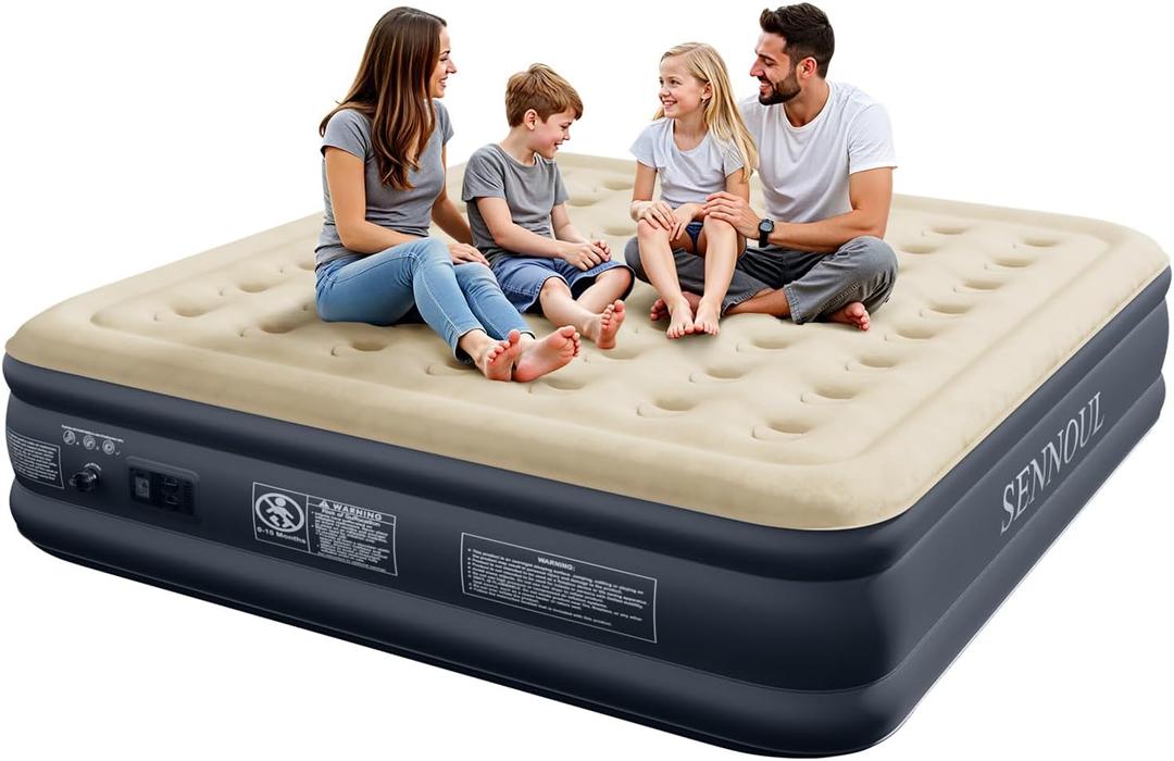 King Size Air Mattress with Built in Pump - Upgraded Blow Up Bed, 2 Mins Quick Self Inflatable/Deflation, 18"/750lbs Max, Strong Support,No Leakage,No Odor,for Home,Guests,Camping,Travel