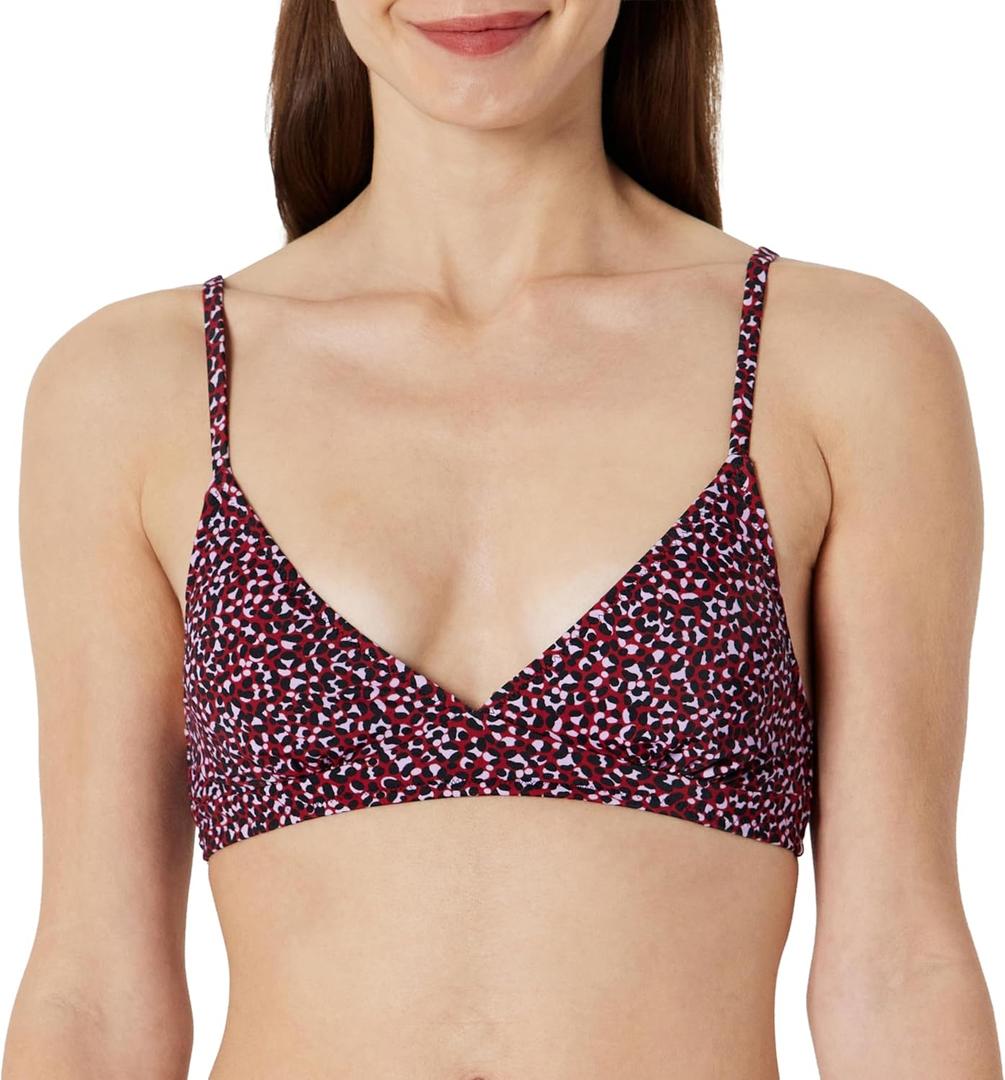 Amazon Essentials Womens Light-Support Classic Bikini Swimsuit Top (XX-Large, Brick Red Leopard)