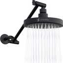 SparkPod Round Rain Shower Head with Extension Arm - Height Adjustable Shower Head with High Pressure Performance - Easy 1-Minute Installation (11" Arm Extension, Midnight Black Matte)