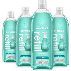 Method Gel Hand Soap Refill, Waterfall, Recyclable Bottle, 34 oz (Pack of 4)