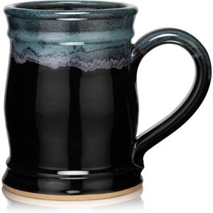 20oz Barrel Coffee Mug Handmade in the USA (Glossy Black/Green)