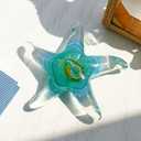 QFkris 5" Glass Star Fish, Crystal Handmade Glass Blown Table Decor, Starfish Figurine, Collectible Ornament,Clear and Green for Women