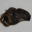 SOFEIYAN Curly Ponytail Extension 15 Inch Heat Resistant Synthetic Natural Wavy Hairpiece Wrap Around Pony Tail Hair Extensions for White Black Women Hair Piece, Dark Brown Highlighted Cameral Blonde
