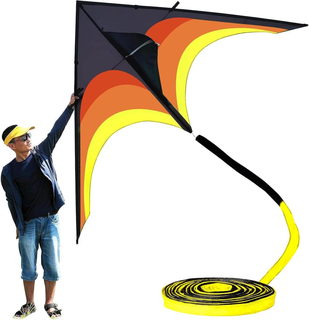 Gaint Kite for Adults Easy to Fly, 9ft Huge Delta Kite Come with 98ft Tail, X-Large