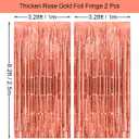 2 x Thicken Rose Gold Foil Fringe Curtains Decorations 3.2x8.2ft - 2 Pack, Photo Backdrop for Birthday Bachelorette Bridal Shower Baby Shower Graduation Party, Party Streams Decor