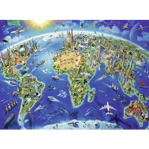 Ravensburger - World Landmarks Map - 300 Piece Jigsaw Puzzle - Stunning Imagery of Amazing Landmarks of The World - Vibrant Colors - Premium Quality - Ideal Gift - Screen-Free Fun - Children Ages 9+